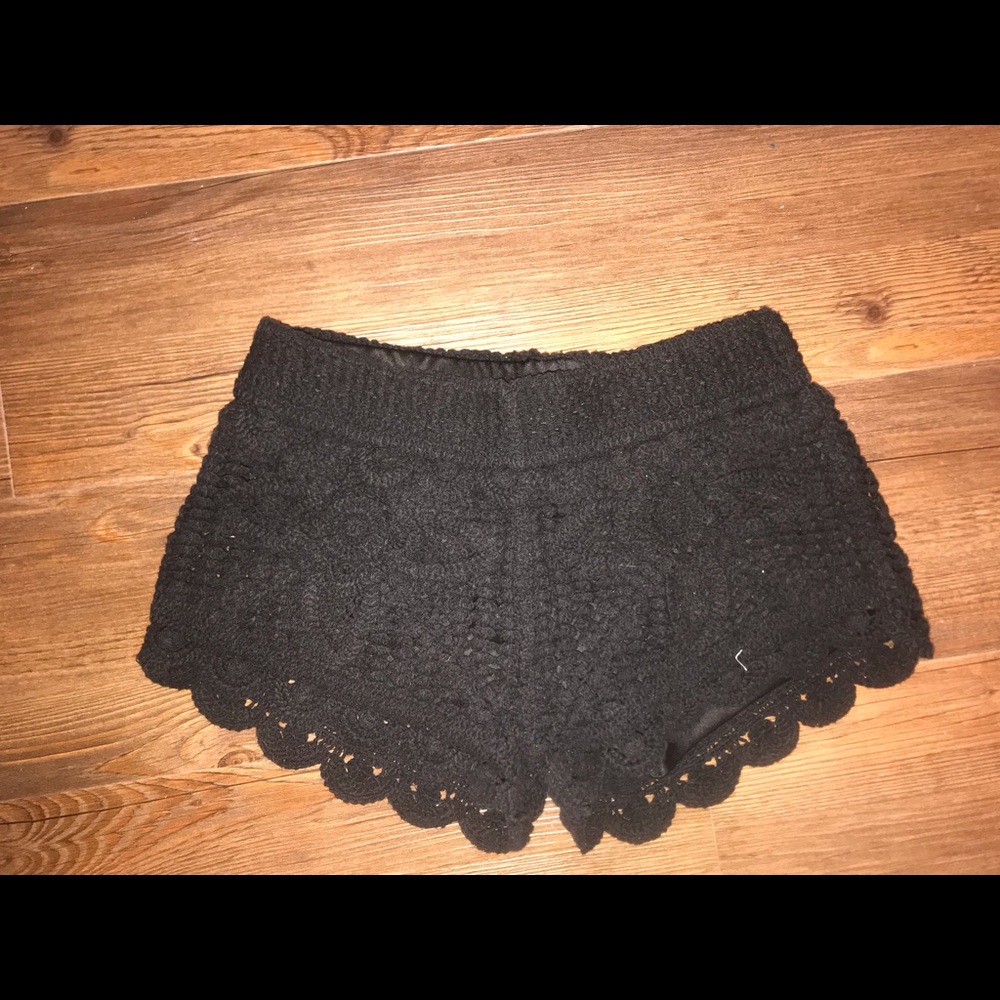 Black crochet shorts